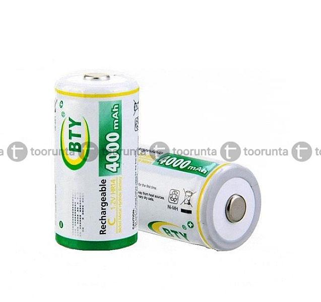 Bty 2pcs Size C Rechargeable Battery 4000mah