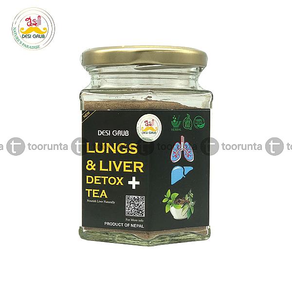 Desi Grub Lungs & Liver Detox + Tea 100g | Ayurvedic Herbal Detox Tea For Liver Cleanse, Lung Support, Digestion & Metabolism | Katuki, Kachnar, Licorice & Long Pepper