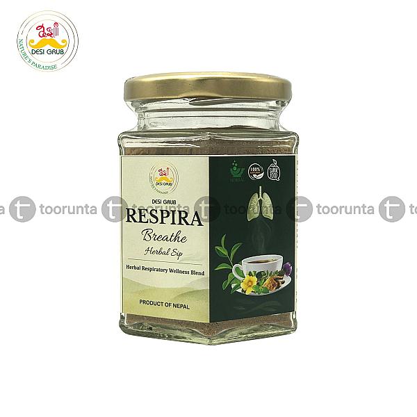 Desi Grub Respira Breathe Herbal Sip 100g | Ayurvedic Herbal Tea For Respiratory & Lung Support | Tulsi, Licorice, Kantakari & Peepali Blend