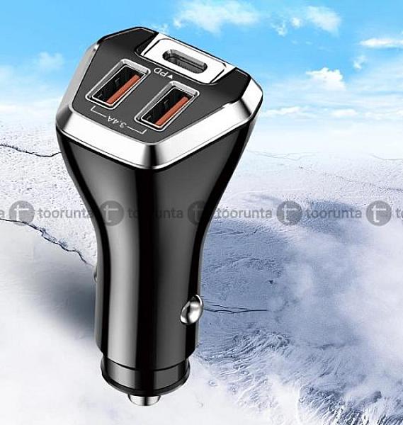 Yesplus Ys 1214 6a Car Charger Pd 20w + 3.4a Fast Quick Charging 2 Usb + 1 Pd Output