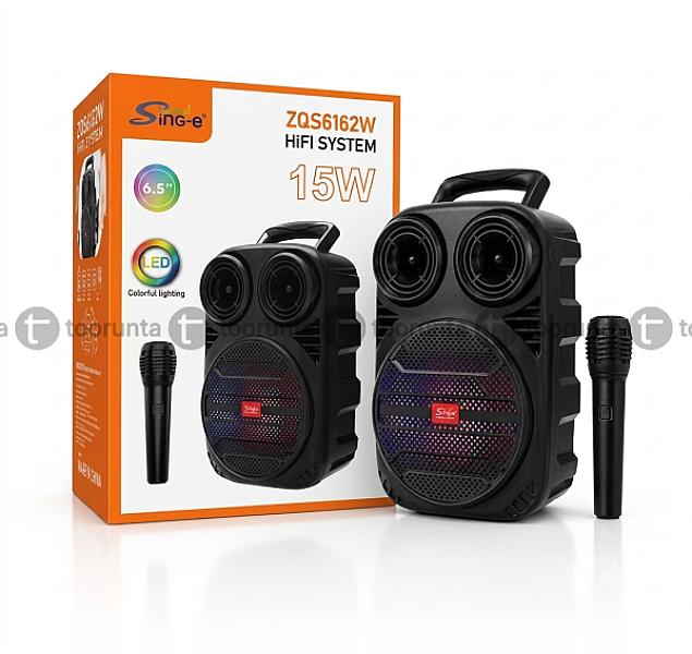 Sing-e Zqs6162 Portable 15w Multimedia Bluetooth Speaker With Wireless Microphone