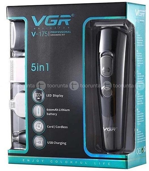 Vgr V175 Professional Cord Cordless Grooming Kit With 5 Guide Combs Runtime 150 Min
