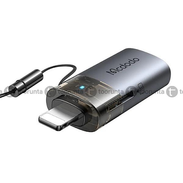 Mcdodo Mc-ot-7850 2 In 1 Usb-a To Lightning Transfer Adapter Built-in Tf Card Reader With Lanyard