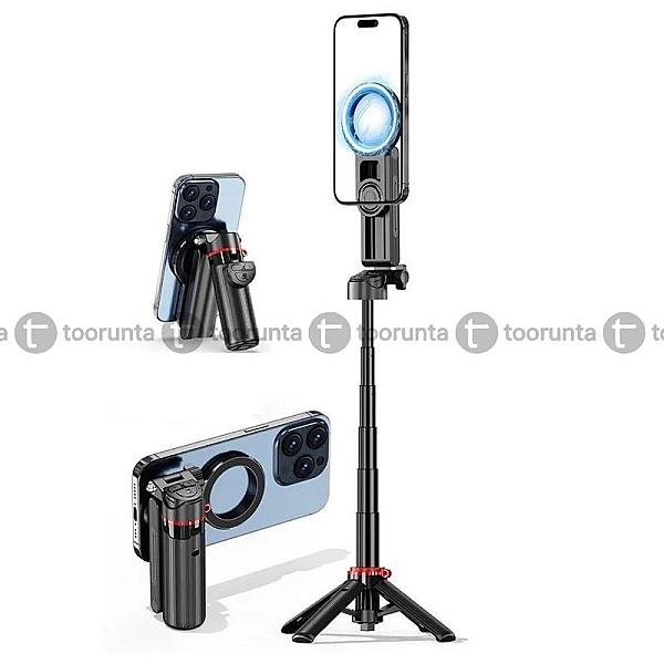 F08 Magnetic Phone Holder Mini Selfie Stick Stretchable 4-leg Tripod Stand With Bluetooth Remote