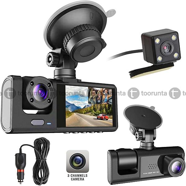 3-channel Full Hd Multi-angle Car Dash Camera With Night Vision & Parking Monitor