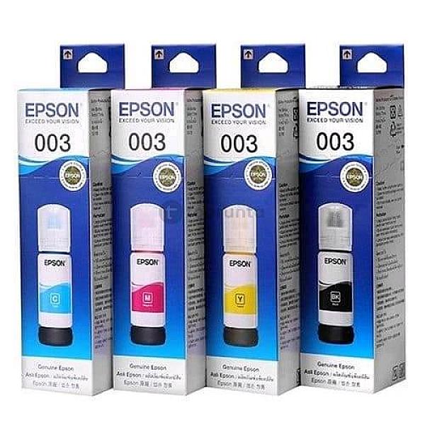 Epson 003 Genuine Ink Bottle -65ml | Yellow + Cyan + Magenta Ink | Super Saving By Much Page Yield