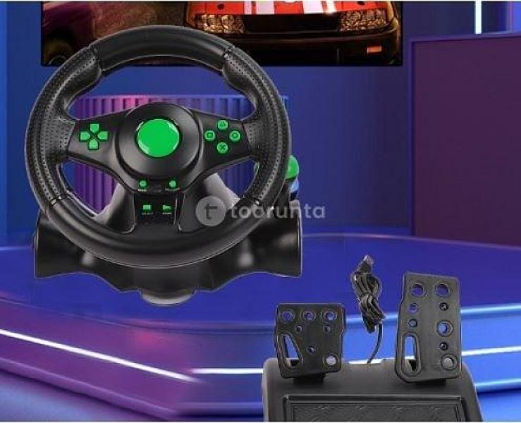 Gaming Vibration Racing Steering Wheel (23cm) & Pedals For Xbox One Ps3 Ps2 Pc Usb
