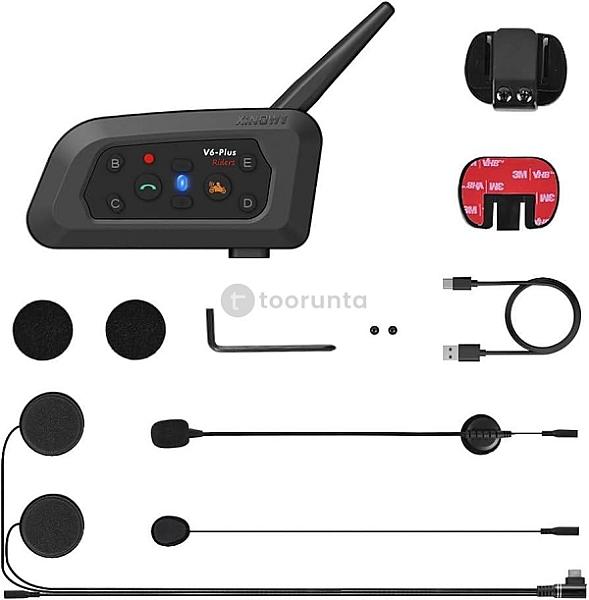 V6 Plus Motorcycle Helmet Bluetooth Headset Intercom 1200m Interphone Communicator Waterproof 6 Riders