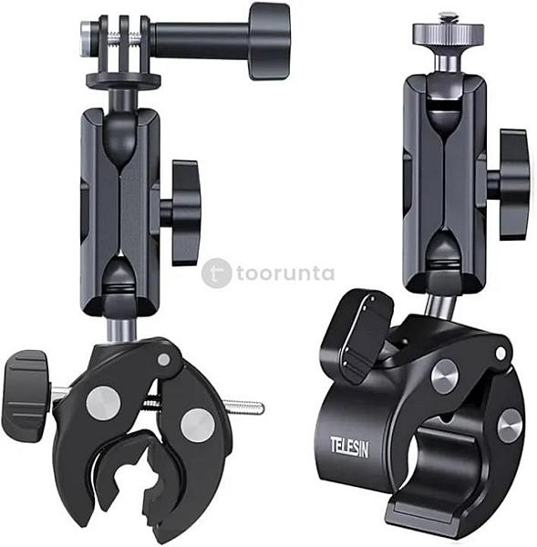 Telesin Camera Clamp Mount Bike Motorcycle Handlebar Mounts Accessories, Tube Clampclip For Dji Osmo Action 6/osmo Nano/action 5 4 Pro/hero 13 12 11 10 9 8 7/insta 360 X5 X4