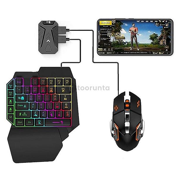 4 In 1 Mobile Gaming Combo - Single Handed Bluetooth Keyboard Mouse Combo
