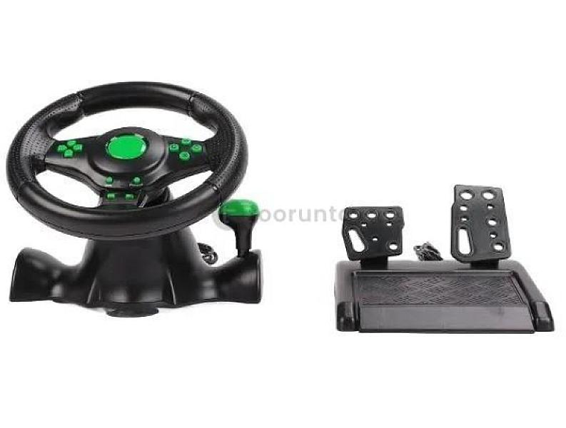 Gaming Vibration Racing Steering Wheel (23cm) & Pedals For Xbox One Ps3 Ps2 Pc Usb