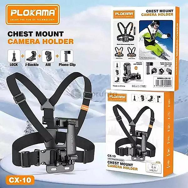 Plokama Cx-10 Chest Mount Camera Holder Chest Support Harness Mount Adjustable Chest Strap Belt Mobile Phone Strap Clip