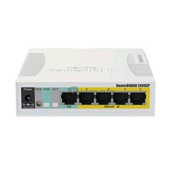 Mikrotik Css106-5g-1s Router | Rb260gsp With 5 Gigabit Ports And Sfp Cage, Swos | 1 Year Parts Replacement Warranty