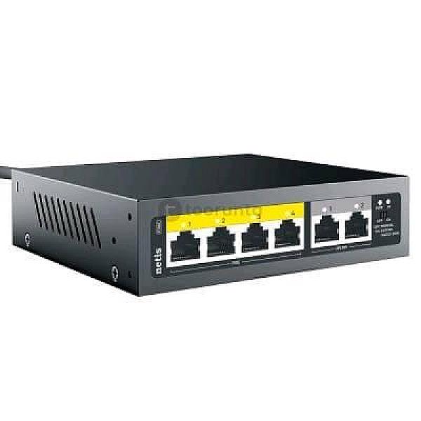 Netis P106c 6 Ports Fast Ethernet Poe Switch 4 Ports Poe + 2 Uplink