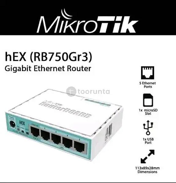 Mikrotik Rb750gr3 Routerboard Hex 5 Port L4 Router | 880 Mhz Cpu, 2 Cores And 4 Threads | 256 Mb Ram | 10/100/1000 Ethernet Ports: 5 | 1 Year Parts Replacement Warranty