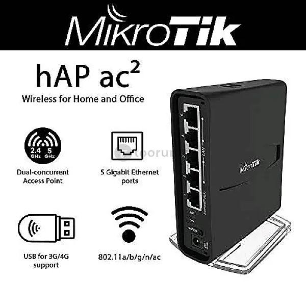 Mikrotik Hap Ac² | Dual-concurrent 2.4/5ghz Ap | 802.11a/b/g/n/ac | Five Gigabit Ethernet Ports | Usb For 3g/4g Support | 1 Year Parts Replacement Warranty