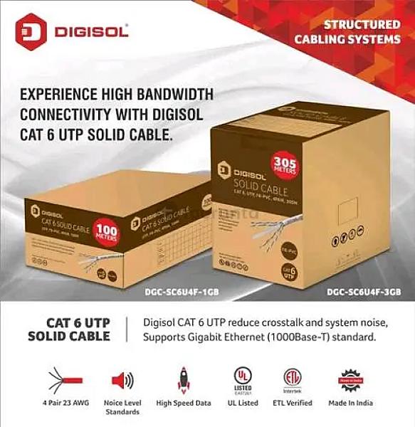 Digisol Channel Scs Solid Cable | Cat6 Utp | 4 Pair | 23 Awg | Frpvc Sheath | Grey | 305mtrs