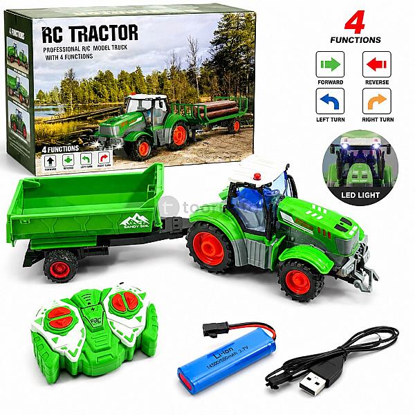 Tractor Remote Control 4 Channel Rechargeable Toy Farming Vehicle