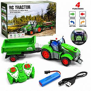 Tractor Remote Control 4 Channel Rechargeable Toy Farming Vehicle