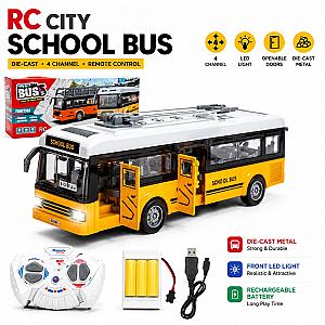 School Bus Remote Control 4 Channel With Realistic Light, Sound And Rubber Tyre with Door Open Close