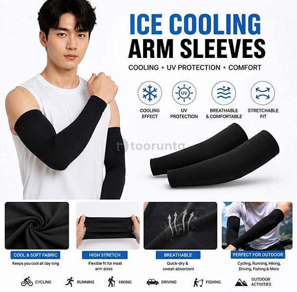 Arm Sleeve Uv Protection Ice Silk Arm Cover | Sun Protection Sports Arm Sleeves | Unisex Free Size (1 Pair)