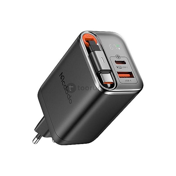 Mcdodo Ch410 67w 2-port Gan Charger With Built-in Retractable Cable (Eu Plug)