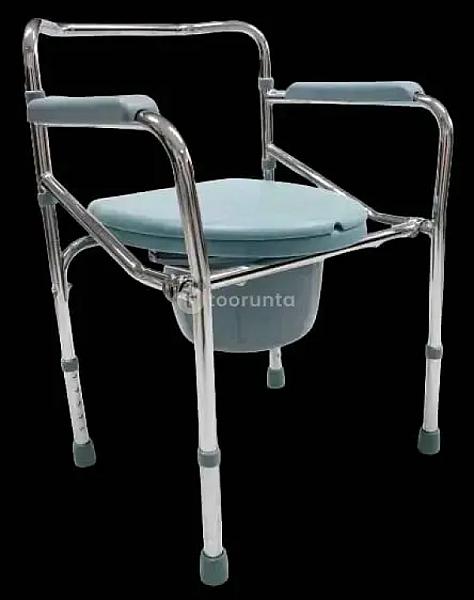 Stainless Commode Chair With Backrest And Arm Rest