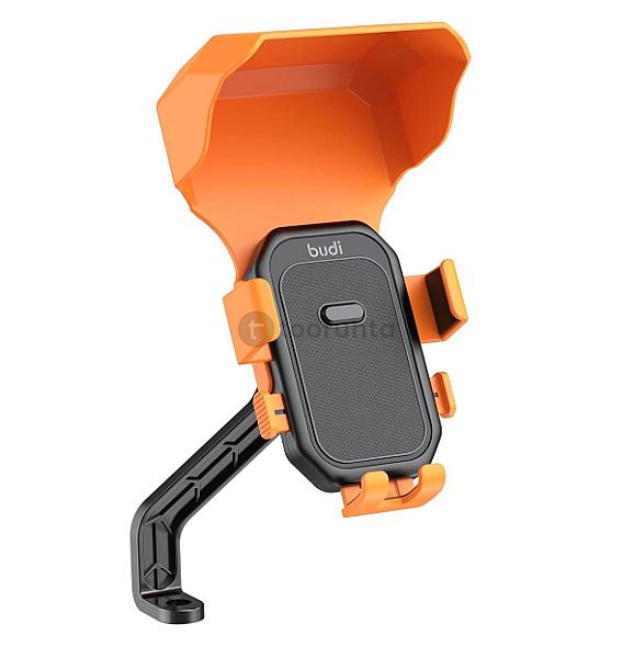 Budi Cm597c Auto Clamping Motorcycle Phone Holder With Sun & Rain Shield