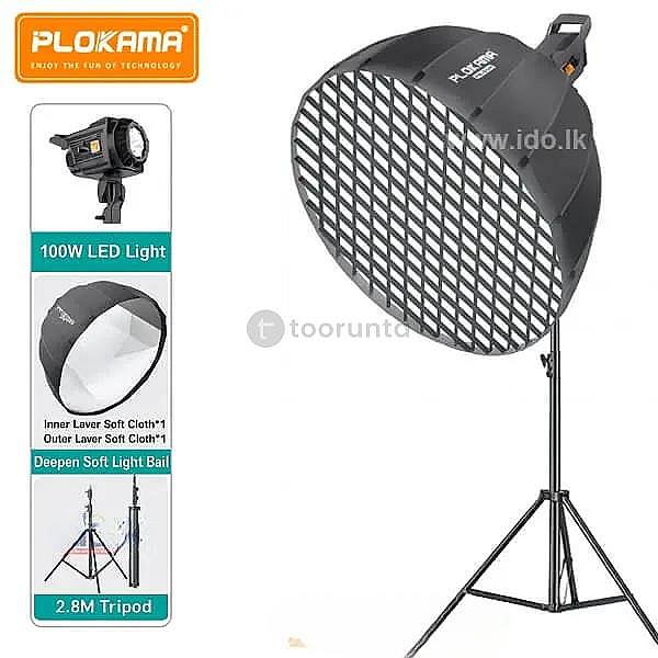 Plokama Pk400s Kit-b Professional Deep Octa Quick Folding Softbox Led Studio Lighting Kit With 2.8m Heavy Duty Stand