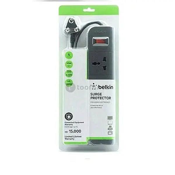 Belkin 4-socket Surge Protector Universal Socket Multiplug | 1.5 Mtrs Heavy Duty Cable