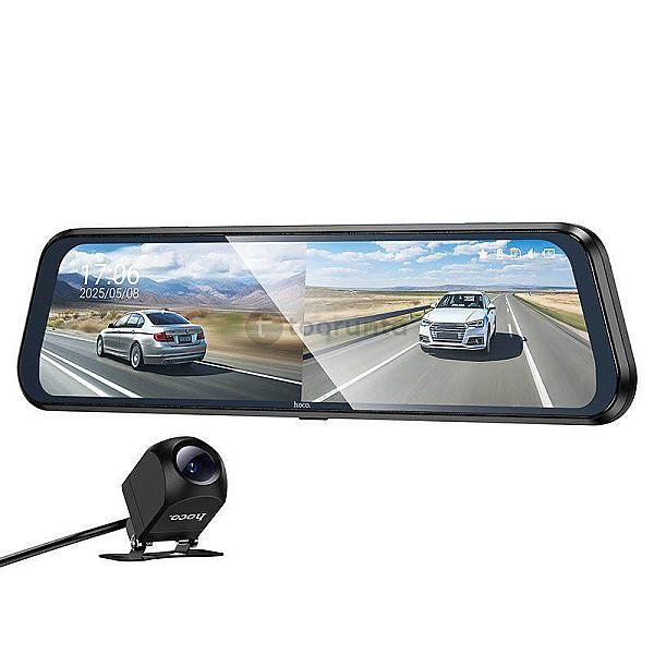 Hoco Dv16 9.66″ Touchscreen Mirror Dash Cam 1080p Dual Channel Front & Rear Car Camera
