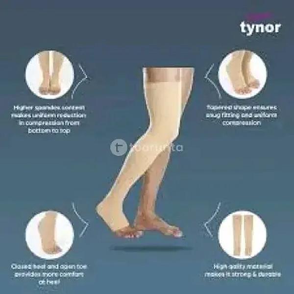 Tynor C. Stocking Classic (Pair) Mid Thigh I-15 – Medical Compression Stockings For Varicose Veins & Leg Support