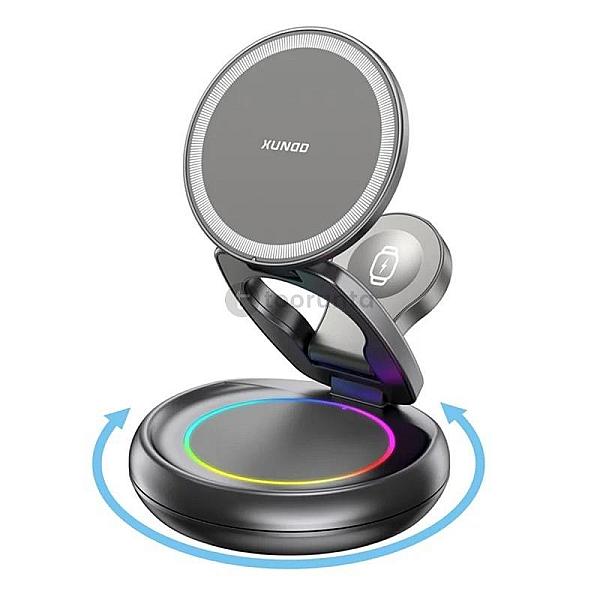 Xundd Xdch-116 3 In 1 Magnetic Folding Wireless Charger For Mobile Phone, Earphones & Watch