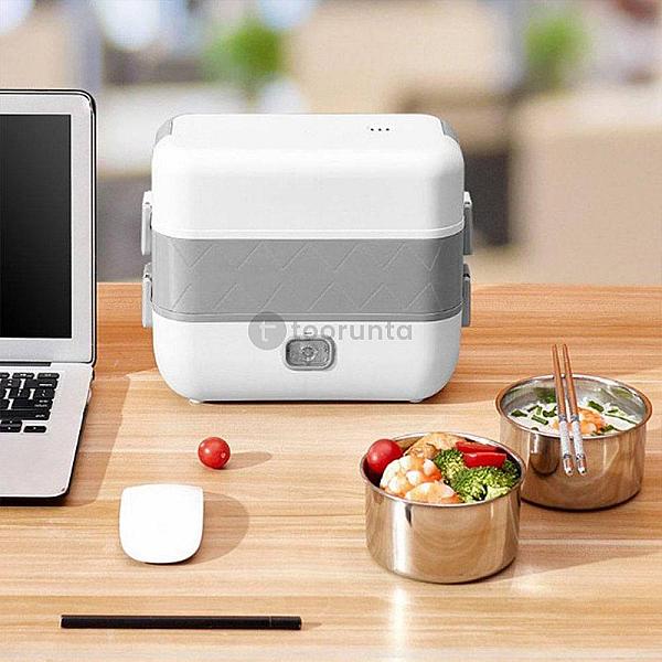 Electric Lunch Box 2 Layer Portable Food Warmer Heating Food Grade Stainless Steel Container