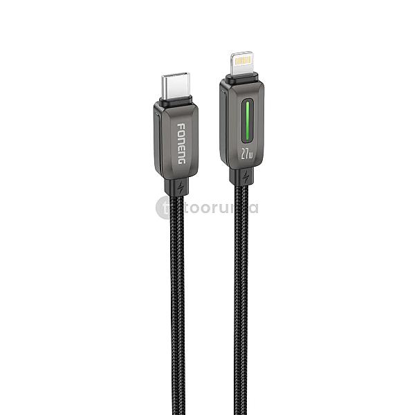 Foneng X118 1.2m Pd 27w Flowing Light Zinc Alloy Head Braided Fast Charging Cable
