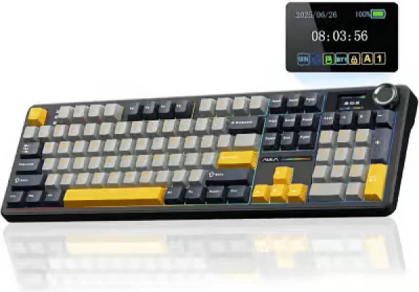 Aula F108 Wireless Mechanical Keyboard – Smart Display, Hot-swappable, And Triple-mode Connectivity
