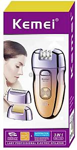 Kemei Km-7103 3In1 Ladys Epilator With Shaver And Foot Grinder Rechargeable Electric Hair Epilator For Face Cleaning / Shaving / Callus Remover For Hair Remover For Women