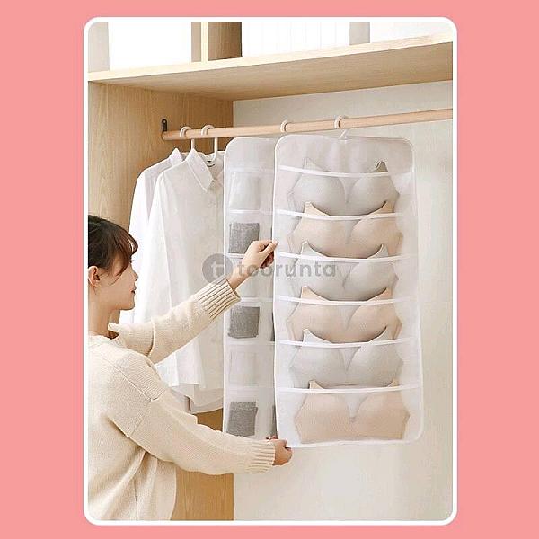 Neat Nook / 6+18 Cell Double-sided Wall Closet Hanging Organizer Storage Underwear Hanging Storage Bag