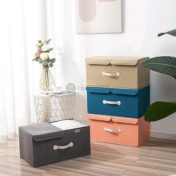 Neat Nook / Dual Compartment Storage Bins With Lids, Large Collapsible Storage Boxes With Lids