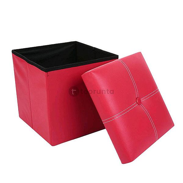Neat Nook / Faux Leather Foldable Storage Ottoman Stool