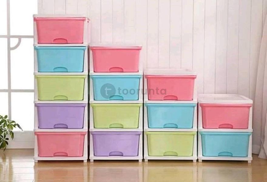 Racksense / 5 Tier Colorful Baby Clothes Holding Drawer Cabinet (36x37x96 Cm) Curve