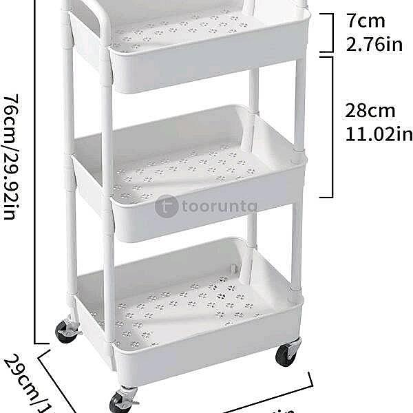 Racksense / 3-tier Plastic Rolling Utility Cart With Handle
