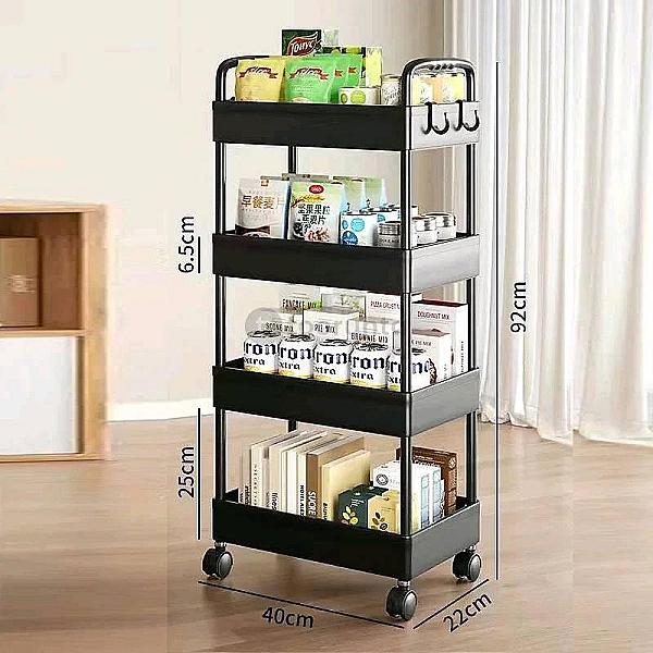 Rack Sense / 4-tier Plastic Rolling Utility Cart With Handle