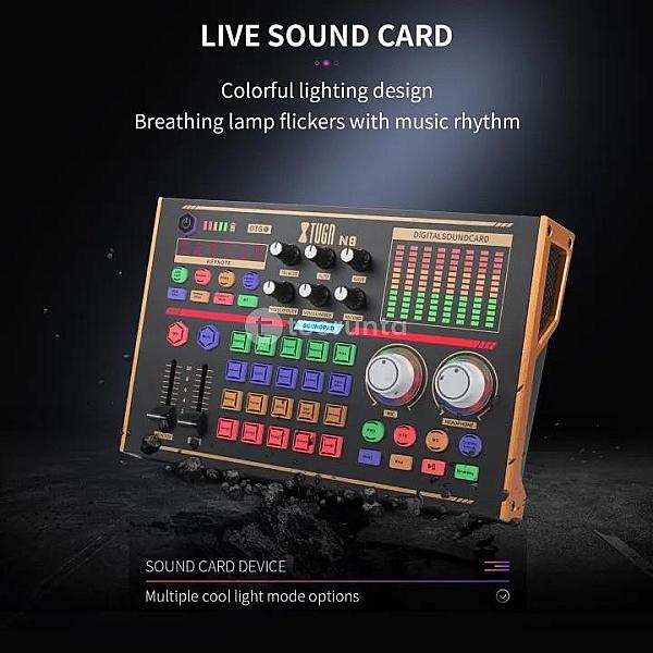N8 Professional Recording Soundcard Pc Mobile Phone Live Broadcast Sound Card Mixer Support 48v Mic Podcast Equipment