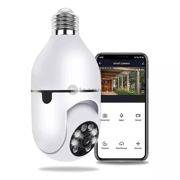 Shoppoint Wifi Bulb Cctv Camera 4mp | 360&deg; Dual Lens Ptz Smart Security Camera With Night Vision Motion Alert Two Way Audio Sd Support