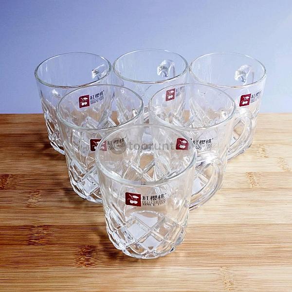 Glass Cup (Set Of 6)red Cherry – Zb24wg
