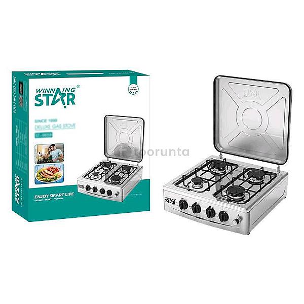 Winning Star St-9658 | 4 Burner Portable Black Burner Kitchen Gas Hob Cast Iron Gas Hob Cooking Range Burner Gas Stove