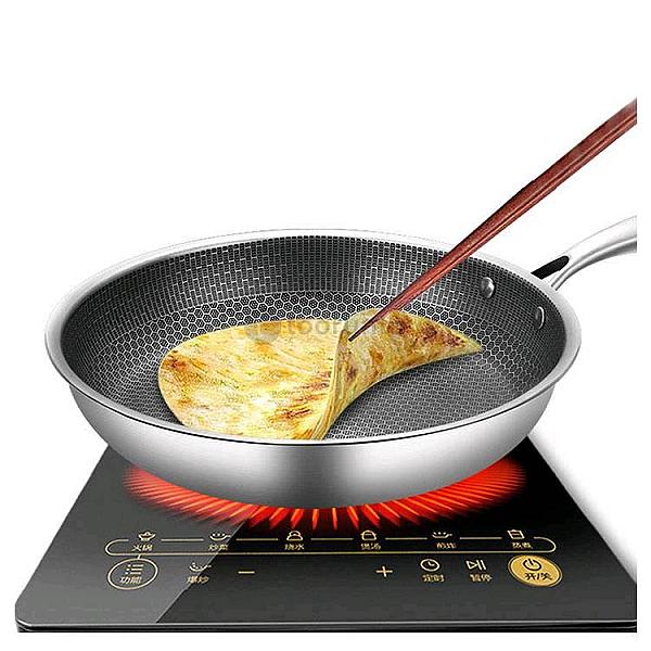 Honeycomb Structure Hex Design Non-stick Fry Pan 28 Cm Stainless Steel