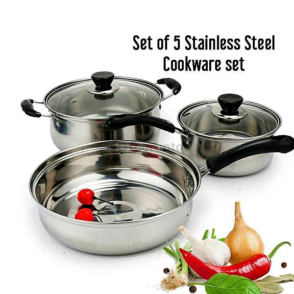 3 Pcs Cookware Set Stainless Steel