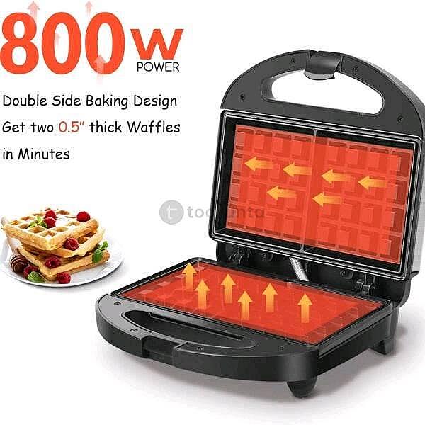 Boma Waffle Maker, Non Stick Waffle Irons, Compact 2 Slice Waffle Makers Bm-2009